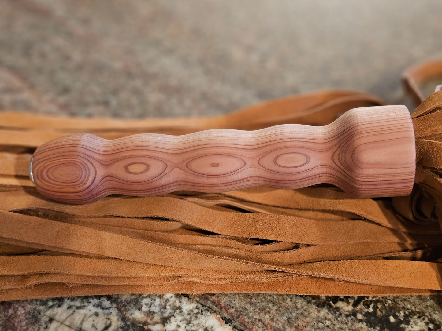Cedar handle with Brown Deer Tanned Cowhide Flogger