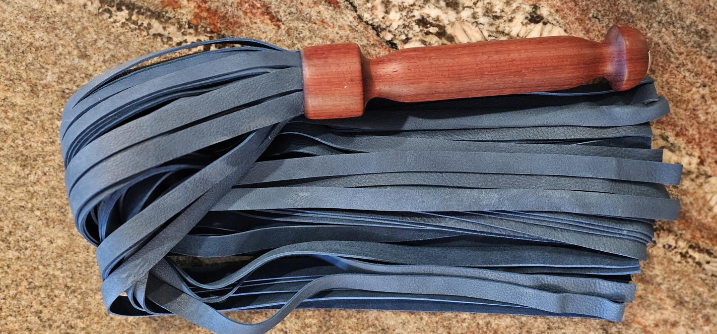 African Padock Handle with Canyon Blue leather Flogger