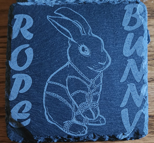 Rope bunny slate coaster