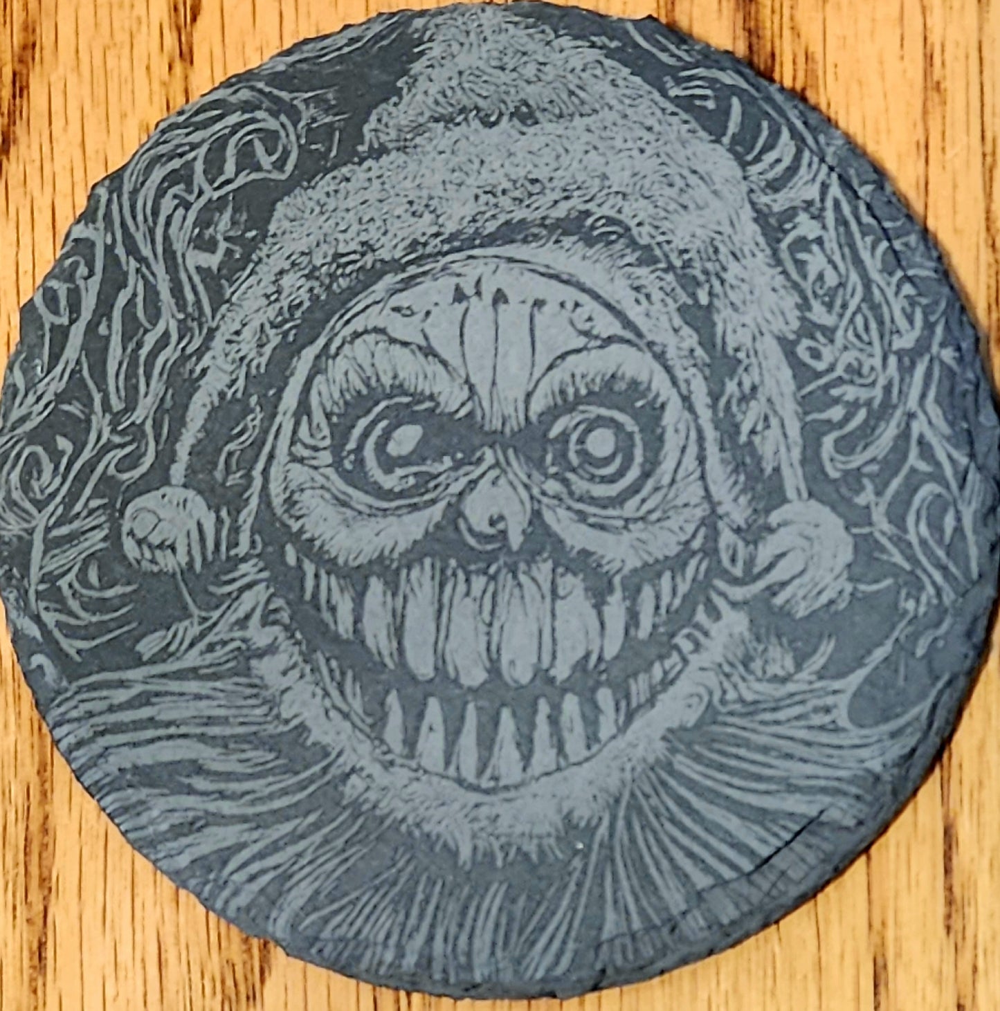 Krampus black slate coasters