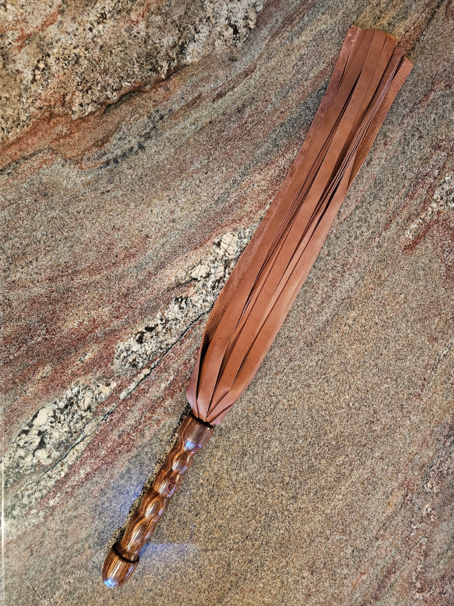 Chechum handle with Brown Deer Tanned Cowhide Flogger