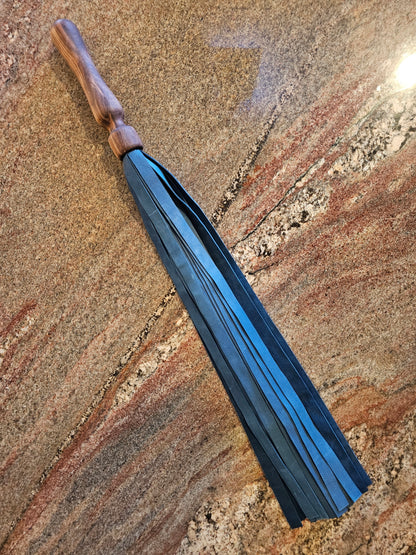 Walnut handle Flogger with Blue leather falls