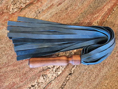 Walnut handle Flogger with Blue leather falls