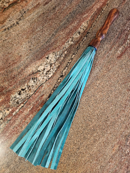 Walnut handle Flogger with Turquoise Lerado falls