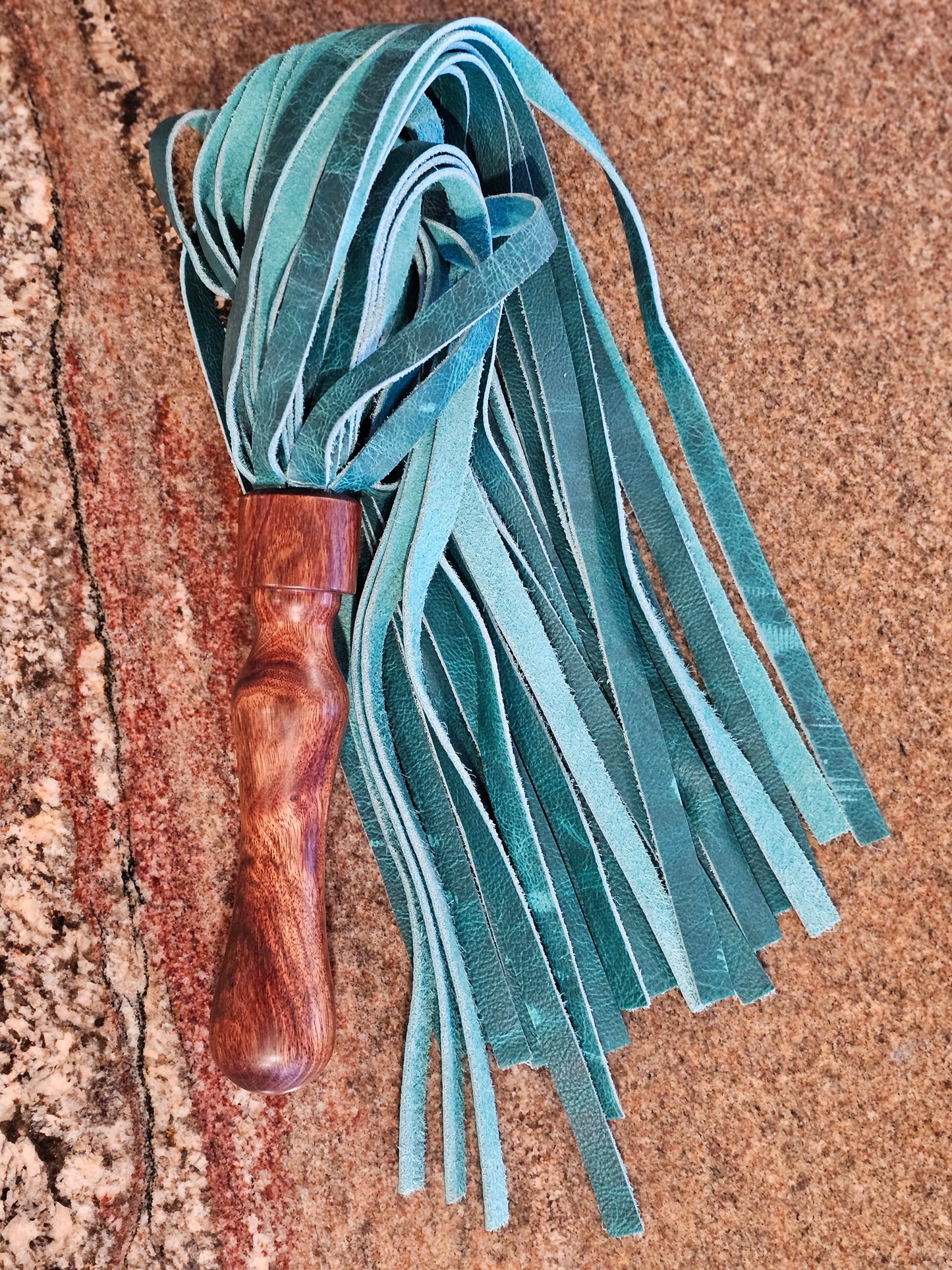 Walnut handle Flogger with Turquoise Lerado falls