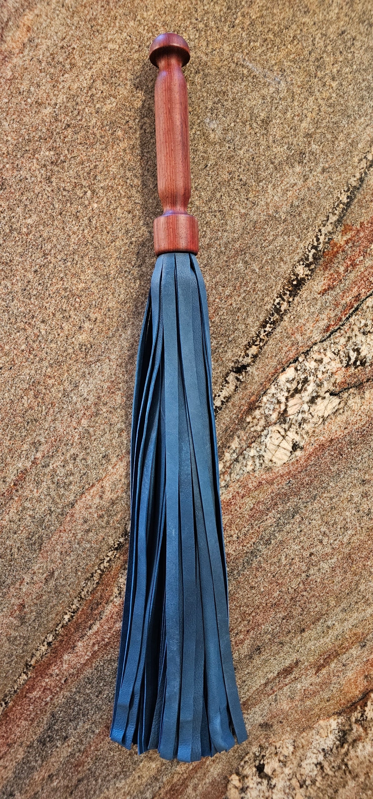 African Padock Handle with Canyon Blue leather  Flogger