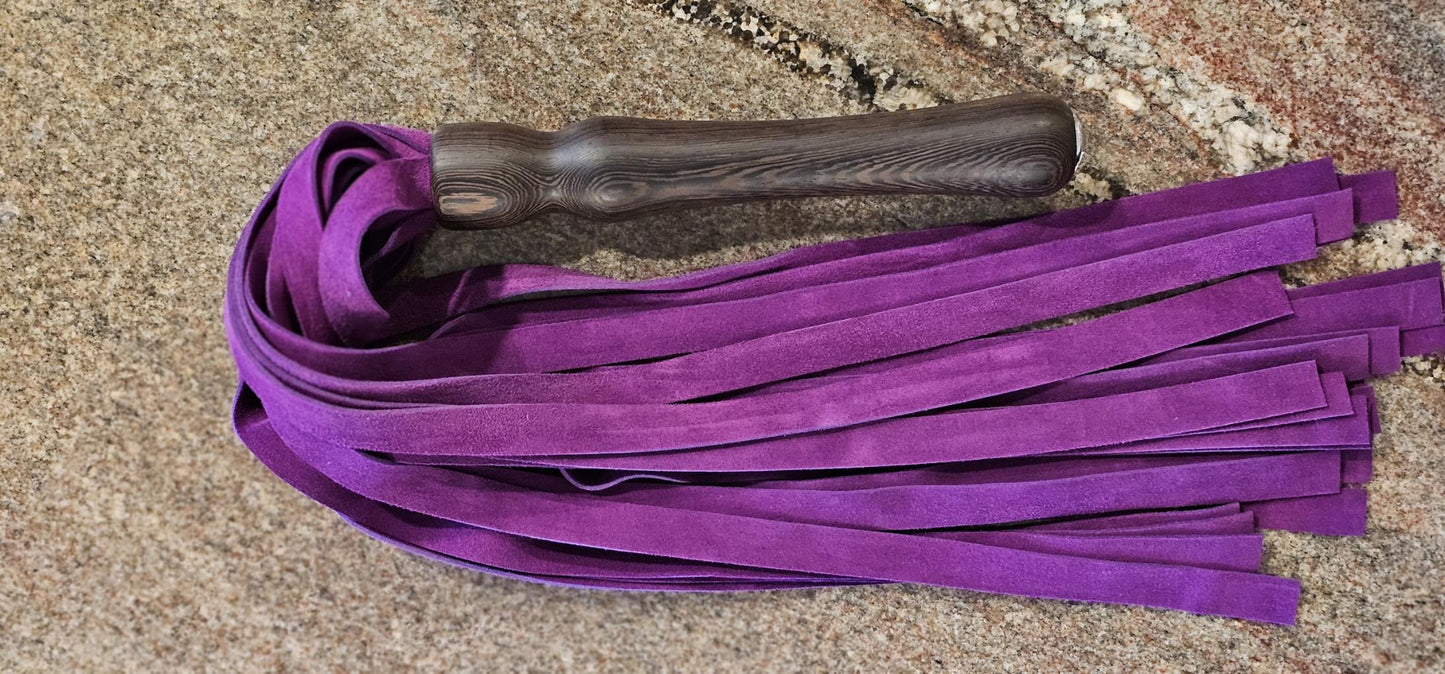 Wenge handle Flogger with Purple Split Suede falls