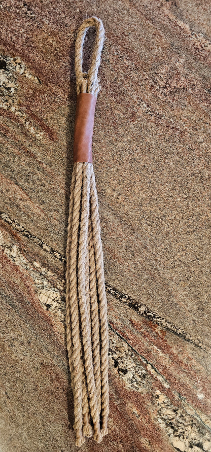 Brown Deer Tanned Cowhide handle with Jute Rope flogger