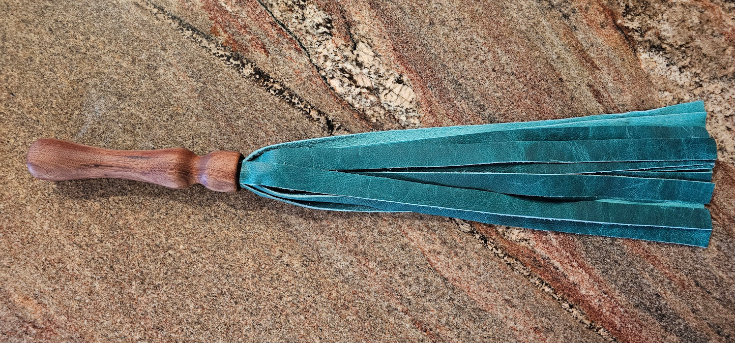 Walnut handle Flogger with Turquoise Lerado falls