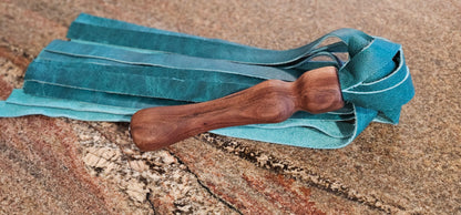 Walnut handle Flogger with Turquoise Lerado falls