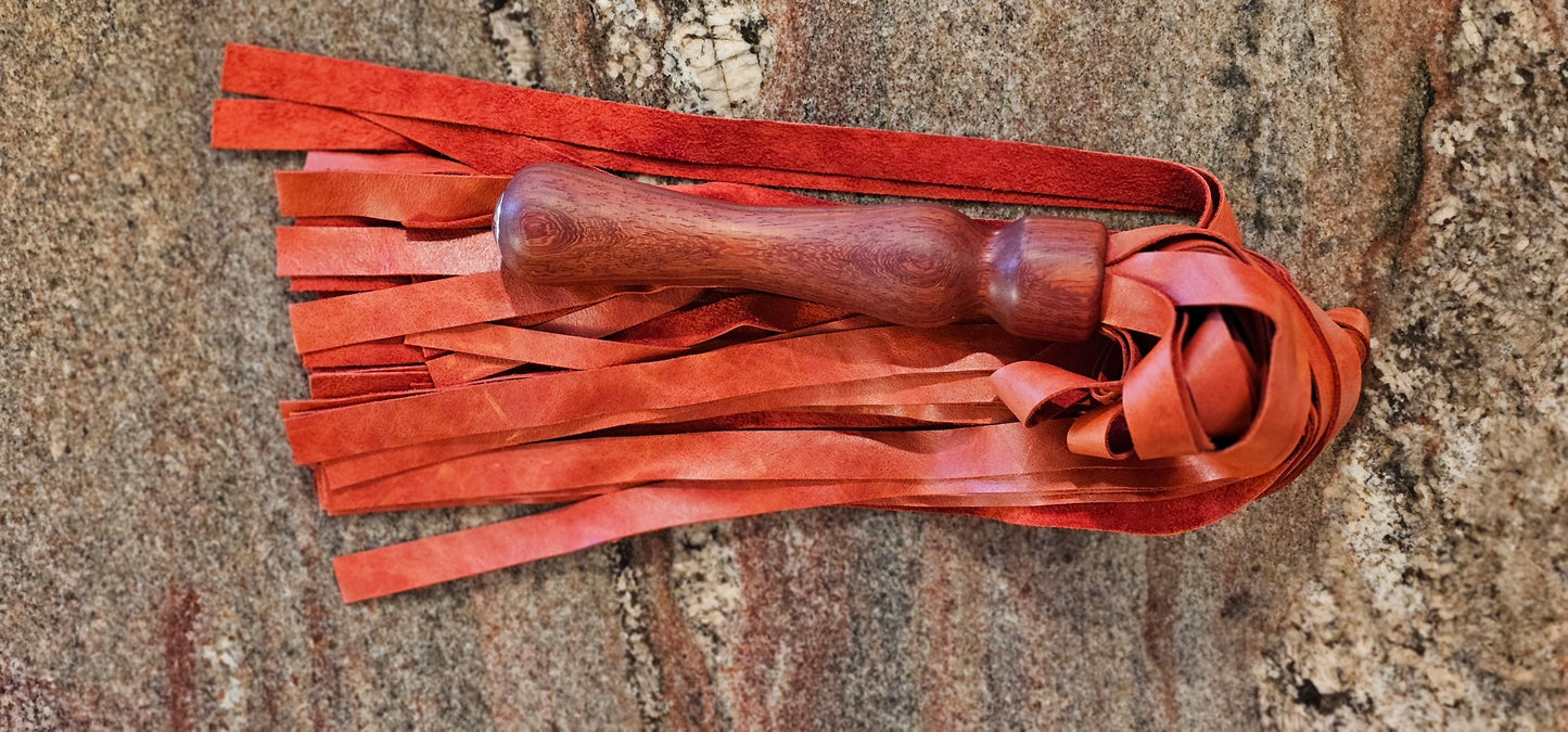 African Padouk Handle with Red Cowhide Flogger