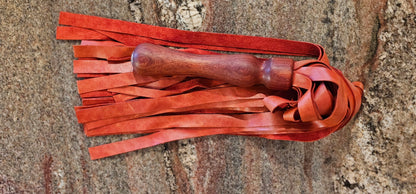 African Padouk Handle with Red Cowhide Flogger