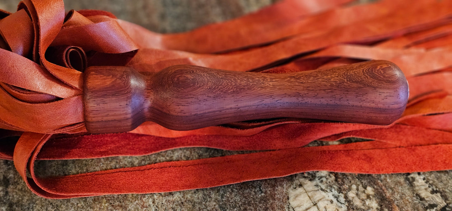 African Padouk Handle with Red Cowhide Flogger