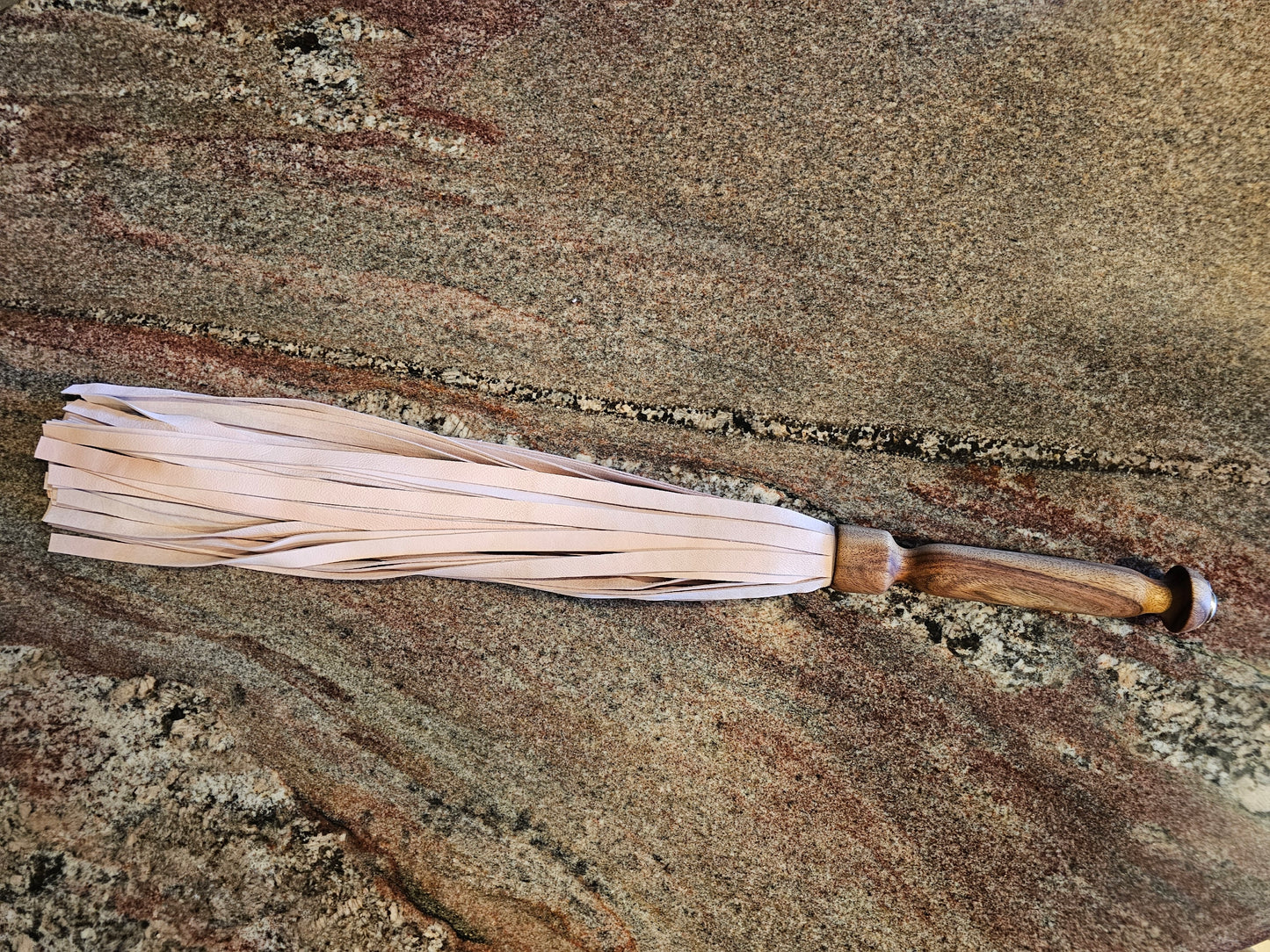 Rosewood handle Flogger with Pink Lamb skin falls