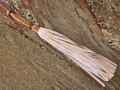 Rosewood handle Flogger with Pink Lamb skin falls